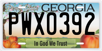 GA license plate PWX0392