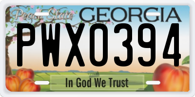 GA license plate PWX0394