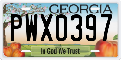 GA license plate PWX0397