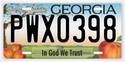 GA license plate PWX0398