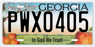 GA license plate PWX0405