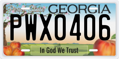 GA license plate PWX0406