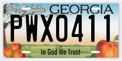 GA license plate PWX0411