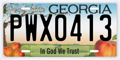 GA license plate PWX0413