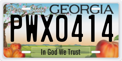 GA license plate PWX0414