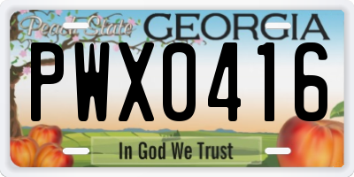 GA license plate PWX0416