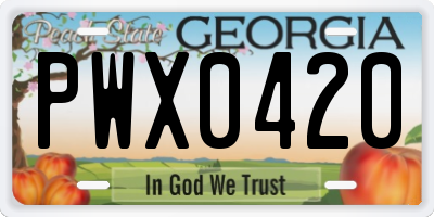 GA license plate PWX0420