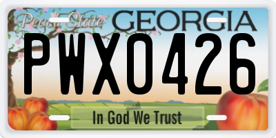 GA license plate PWX0426