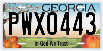 GA license plate PWX0443