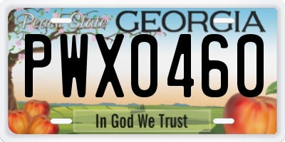GA license plate PWX0460