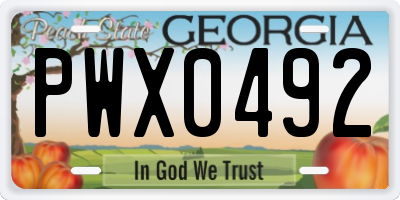 GA license plate PWX0492