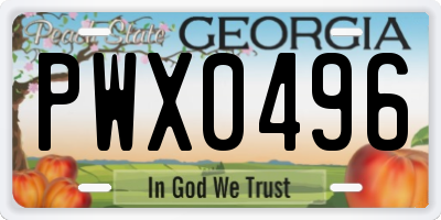 GA license plate PWX0496