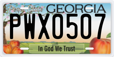 GA license plate PWX0507