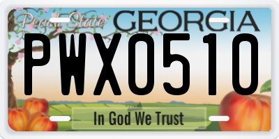 GA license plate PWX0510