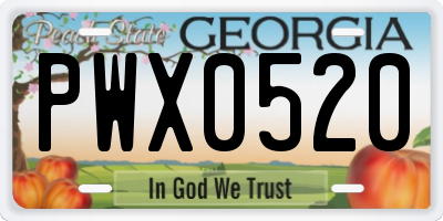 GA license plate PWX0520