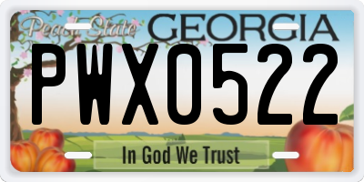 GA license plate PWX0522