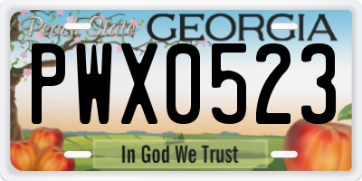 GA license plate PWX0523