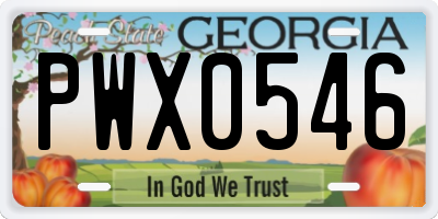 GA license plate PWX0546