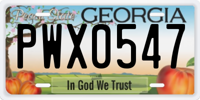 GA license plate PWX0547