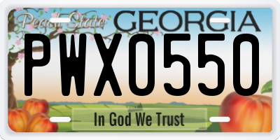 GA license plate PWX0550