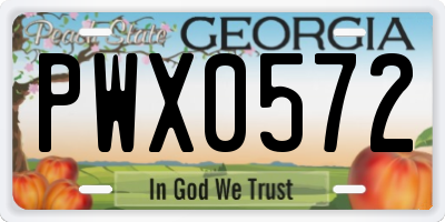 GA license plate PWX0572