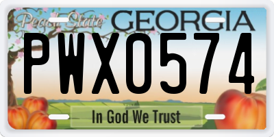GA license plate PWX0574