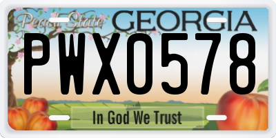 GA license plate PWX0578