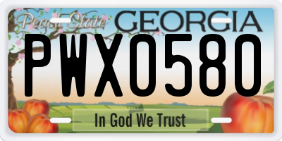 GA license plate PWX0580