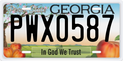 GA license plate PWX0587