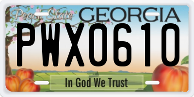 GA license plate PWX0610