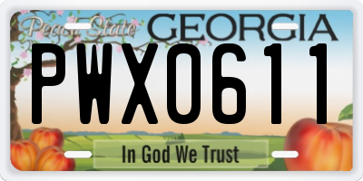 GA license plate PWX0611