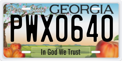 GA license plate PWX0640