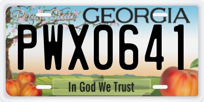 GA license plate PWX0641