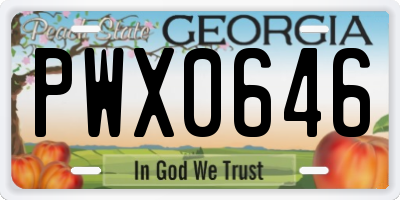 GA license plate PWX0646