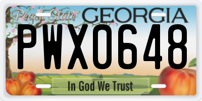 GA license plate PWX0648