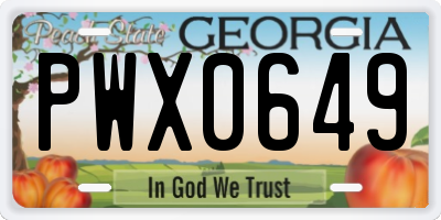 GA license plate PWX0649