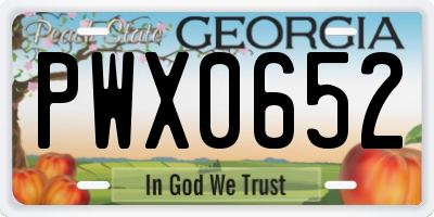 GA license plate PWX0652