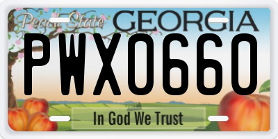 GA license plate PWX0660