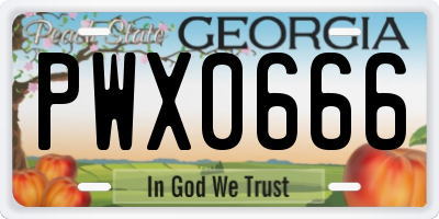GA license plate PWX0666