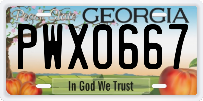 GA license plate PWX0667