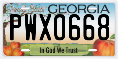 GA license plate PWX0668