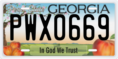 GA license plate PWX0669