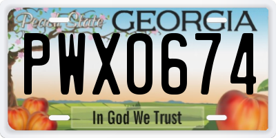 GA license plate PWX0674
