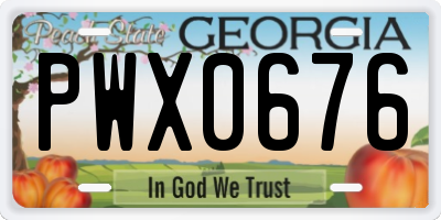 GA license plate PWX0676