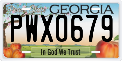 GA license plate PWX0679