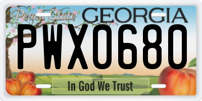 GA license plate PWX0680