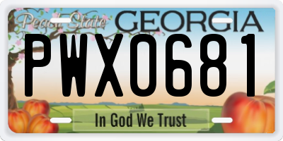 GA license plate PWX0681