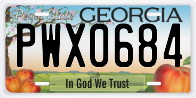 GA license plate PWX0684