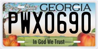GA license plate PWX0690