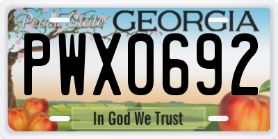 GA license plate PWX0692